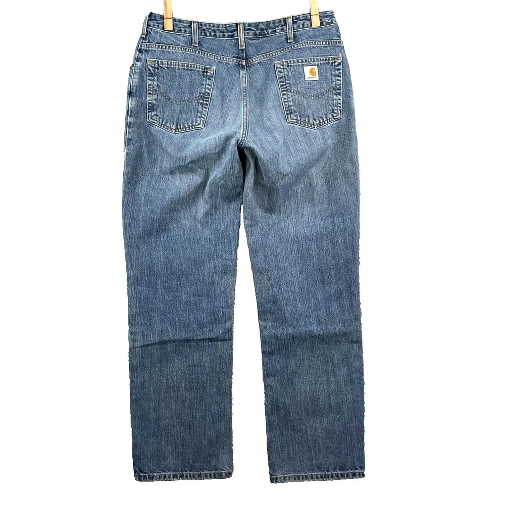 Carhartt Jeans Womens 34x30.5*‎ Blue Whisker Denim Relaxed Fit Rugged Workwear